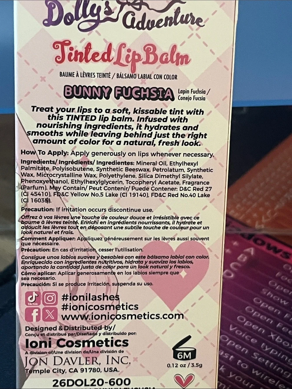 Dolly's Adventure Tinted Lip Balm — Bunny Fuchsia (Pink)